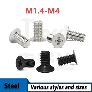 Small Mini Phillips Countersunk Screws Pozi Flat Head Laptop Phone Black M1.4-M4 - Picture 1 of 11