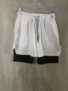 white shorts with black Full lining M youth elastic waist drawstring - Picture 1 of 3