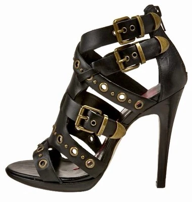 TACONES DE AGUJA DOLCE VITA CUERO NEGRO GLADIADOR TIRAS - OJALES Y HEBILLAS - 7  Foto 1 de 4