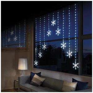 Christmas Snowflake Curtain Light White 1.2x1.2m 339 LED - Picture 1 of 22