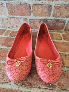 Tory Burch Chelsea Stitched Logo Rose Petal Loafers Ballet Flats Shoes 7.5 M - Picture 1 of 16