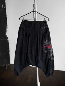 Desigual Womens Black Embroidered Applique Harem Drop Crotch Trousers Size 26, S - Picture 1 of 6