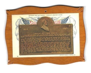 1920er Souvenir aus Gettysburg - Amerikas größter Schrein Plakette 6,5" x 5" - Bild 1 von 4