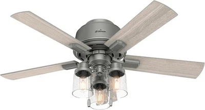 Hunter 44 inch Indoor Ceiling Fan with LED Lights - Matte Silver finish - Image 1 of 4