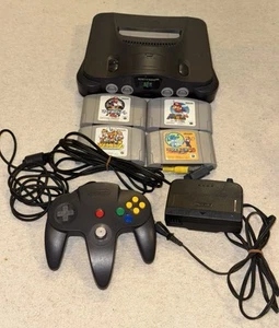 Japan Official N64 Nintendo 64 Black Console NTSC-J Japanese - Mario 64 Kart 64 - Picture 1 of 12