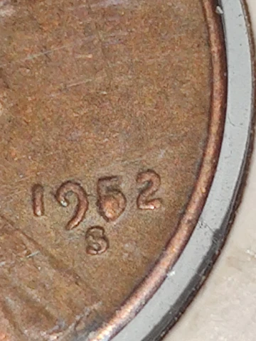 Lincoln Wheat Cent Error Coin 1952 S Filled in 5 Penny Error Struck Cover