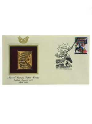 Captain America #100 Gold Edition USPS Stamp First Day Issue Marvel Comics 2007 - Image 1 of 3