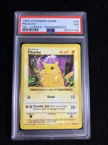Shadowless Pikachu Yellow Cheeks 58/102 - 1999 Pokemon Base Set WoTC - PSA 7 NM - Picture 1 of 2