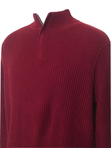 Tommy Bahama Red Quarter-Zip S Pullover Sweater | Knit | Cotton Cashmere Blend - Picture 1 of 10