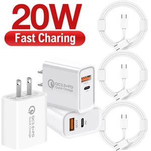 US Home/Travel USB+Type C Wall Charger Cable For Samsung Galaxy S25 S24 S23 S22 - Picture 1 of 13