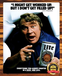 Miller Lite - John Madden - Man Cave - Metal Beer Sign 11 x 14 - Picture 1 of 2