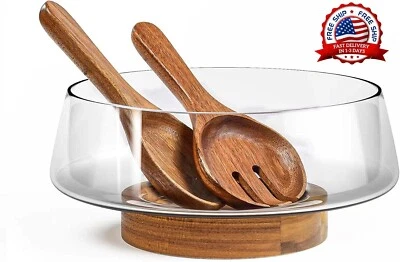 Juego de ensaladeras de vidrio extragrandes - Ensaladeras para fiestas con base Foto 1 de 4