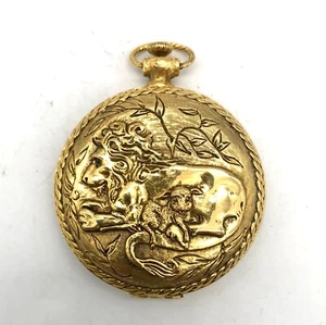 Vintage Max Factor Powder Compact lion and lamb Pocketwatch Case Makeup Mirror - Picture 1 of 11