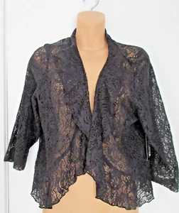 Notations DAMEN 2XL TOP OFFEN VORNE OVERSHIRT SCHWARZ SPITZE HALBARM MIT SCHÖSSCHEN - Bild 1 von 9