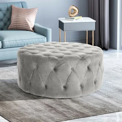 Kaung Modern Glam Round Tufted Velvet Ottoman Coffee Table - Image 1 of 4