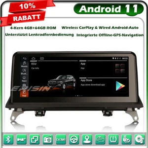 Autoradio 10,25" IPS DAB+ Android 11 GPS Navi CarPlay Wifi BMW X5 E70 X6 E71 CIC - Foto 1 di 12