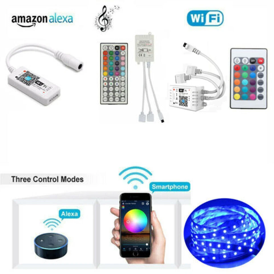 Led RGB Streifen WiFi Controller Steuerung Fernbedienung 12/24V für Alexa Google - Imagen 1 de 1