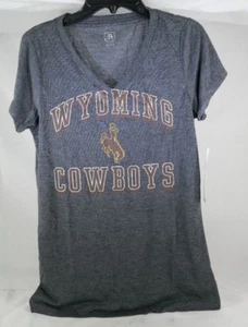 Wyoming Cowboys Women's Grey V-neck Size Small TF - Picture 1 of 5