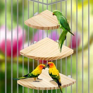 6Pcs Bird Perch Platform Wooden Bird Perch Corner Stand Easy Installation-~ - Picture 1 of 11
