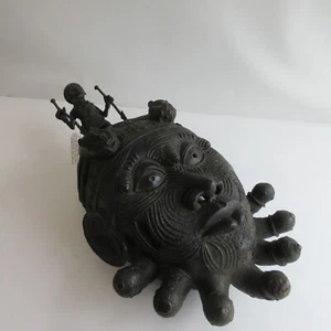 LG Antik Afrikanische Bronze Leopard Jäger Kopf Skulptur Benin Nigeria SCHWER - Bild 1 von 19