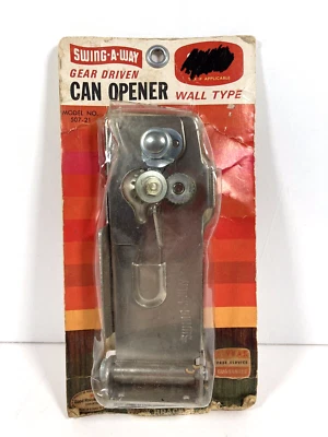 Vintage Swing-A-Way Gear Driven Wall Type Can Opener - Made in USA Red Handle - Image 1 of 4