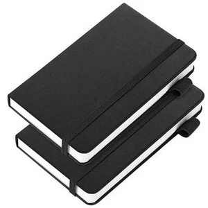 2pack Pocket Notebook Small Hardcover Leather Journal Mini Notepad W/ Pen Holder - Picture 1 of 6