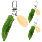 3pcs Vegetable Keychains Pepper Chili Garlic Slice Mini Charms Key Rings Kids-HY
