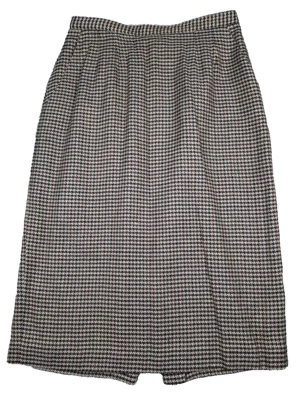 Vtg Bretton Skirt 12 Multicolor Check Midi Wool Blend Pencil Lined Academia US  - Image 1 of 4