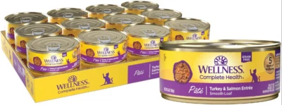 Wellness Complete Health Turkey & Salmon Grain-Free Canned Cat Food,24x5.5oz - Image 1 of 4