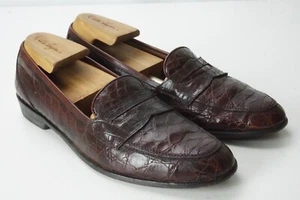 Cole Haan Cocodrilo Caimán Marrón Penny Mocasín Hombres Zapatos Talla 10B - Imagen 1 de 9