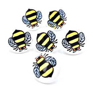 Bumble Bee Knobs,Ceramic,White,Painted Bumble Bee,Screw included,1.5"d x 1"w - Picture 1 of 3