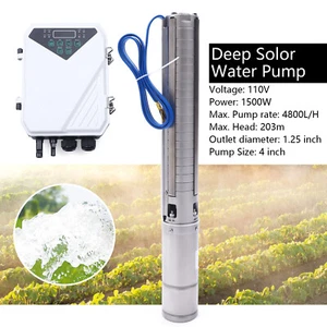 4" 2 HP Solar Water Pump Submersible MPPT Controller Kit DC 110V Deep Well Pump - Picture 1 of 9