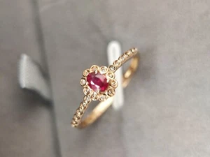 Certified 18k Yellow Gold Natural Ruby Genuine Diamond Ring UK Seller 18026 - Picture 1 of 4