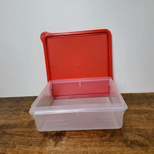 Tupperware 5352 Snack Stor 9" Square Food Storage Container Red Lid NEW - Picture 1 of 7