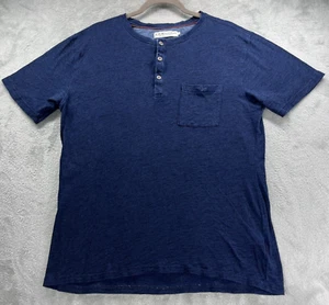 Camicia RM Williams Henley uomo M blu manica corta casual comoda basic Australia - Foto 1 di 17