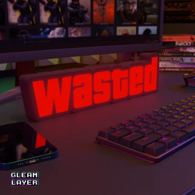 Wasted GTA Grand Theft Auto Led Gaming Light Sign