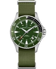 New Hamilton Khaki Navy Scuba Auto Green Dial Fabric Strap Men's Watch H82375961
