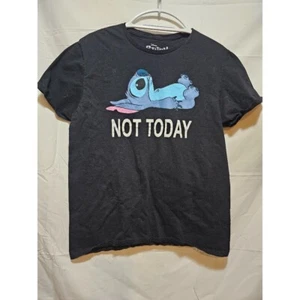 Disney Stitch Graphic Tee "Not Today" Black Cotton T-Shirt Kids L/G - Picture 1 of 3