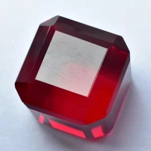 73.50 Ct Extremely Rare Lab-Created Ruby Red Certified Loose Gemstone Cube Cut - Picture 1 of 1