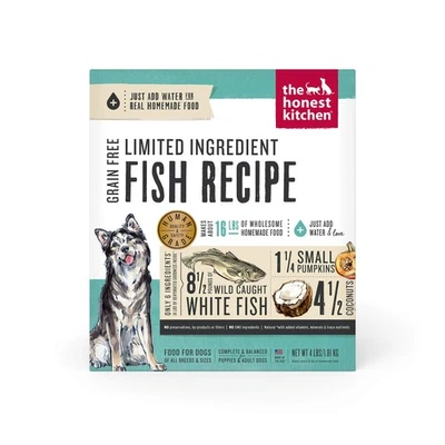 Comida deshidratada para perros Honest Kitchen pescado capturado salvaje 4 lb hace 16 libras de comida Foto 1 de 4