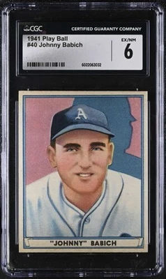 1941 PLAY BALL #40 JOHNNY BABICH CGC 6 EX/MINT ATHLETICS 6119 - Image 1 of 2