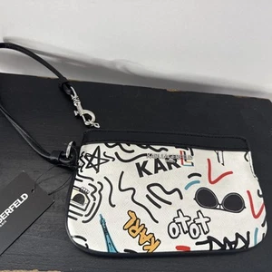 NWT Karl Lagerfeld Medium Wristlet With Handle ( new ) 7” X 4.5” Graffiti - Picture 1 of 7