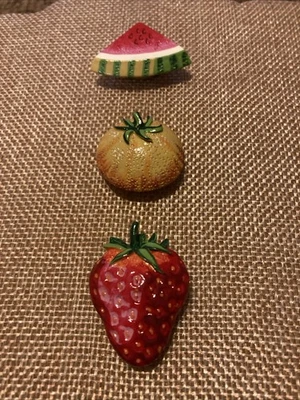 3 CUBIERTAS DE BOTONES Pintado Fruta Sandía Fresa???naranja Foto 1 de 3