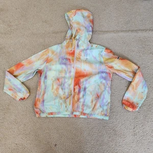 Nike Laufjacke Damen Medium Kapuze durchgehender Reißverschluss Windbreaker Aquarell Tye Dye - Bild 1 von 16