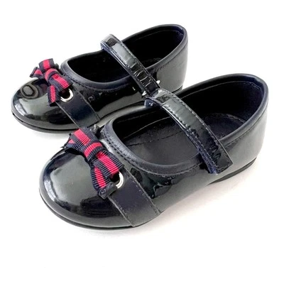 GUCCI | Baby Girl Mary Jane Ballet Flat Web Stripe Bow Navy Blue Leather US 5 - Image 1 of 4