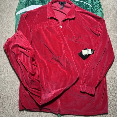 De colección 3XL NUEVO CON ETIQUETAS Sean John Diddy Rojo Terciopelo Traje de Pista 2 piezas Chaqueta Pantalones Sueltos Hiphop Foto 1 de 4