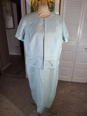 Maxi Vestido y Chaqueta Coldwater Creek Talla Grande 24 Vaina Verde Menta Mezcla de Lino  Foto 1 de 4