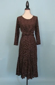 Size: PM RAFAEL Leopard Print Brown Midi Skirt & Top Set Long Sleeve Women - Picture 1 of 14