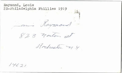 -Lou Raymond- (d.1979) Signed/Autograph/Auto Postcard Philadelphia Phillies MLB - Image 1 of 2
