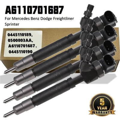 4X Fuel Injector For Mercedes Sprinter Dodge A6110701687 0445110189 0500803AA - Image 1 of 4
